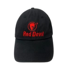 Red Devil Hat Cap Black Red Strapback Adjustable Embroidered